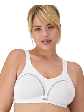 Wonderbra White Wireless Support Bra with Subtle Gray Stitching